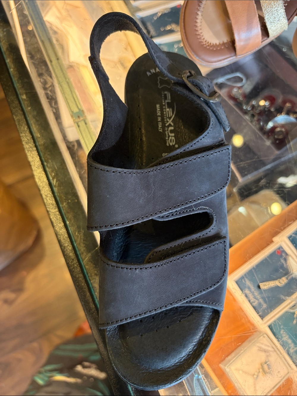 Black Leather Adjustable Sandal